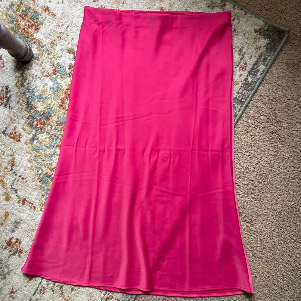 Rachel Zoe hot pink silky slip skirt 10